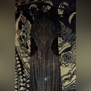 Embellished/Mesh Knee Length Dress